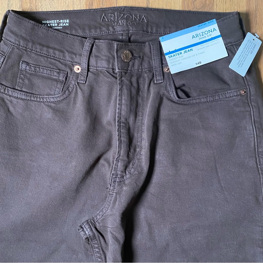 Arizona Highest Rise Slouchy Wide Leg Brown Skater Jean - Picture 2 of 7